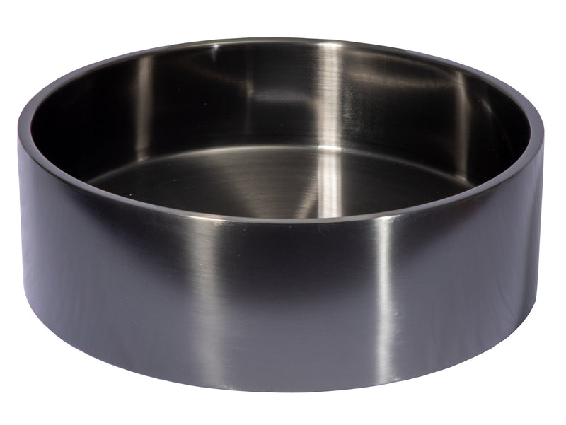 Eden Bath EB_SS003BK Round 15.75-in Stainless Steel Vessel Sink with Rim in Black with Drain