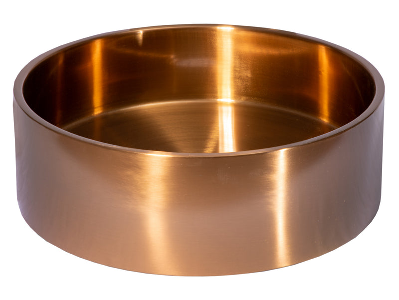 Eden Bath EB_SS003RG Round 15.75-in Stainless Steel Vessel Sink with Rim in Rose Gold with Drain