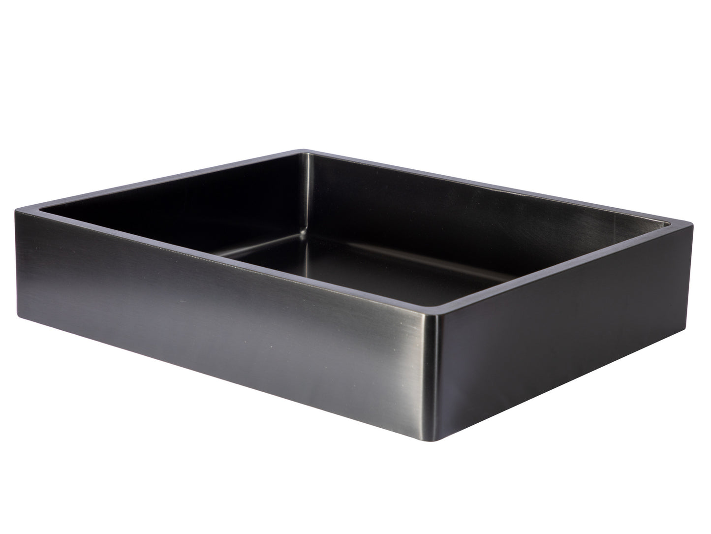 Eden Bath EB_SS004BK Rectangular 18.7 x 15.75-in Stainless Steel Vessel Sink with Rim in Black with Drain