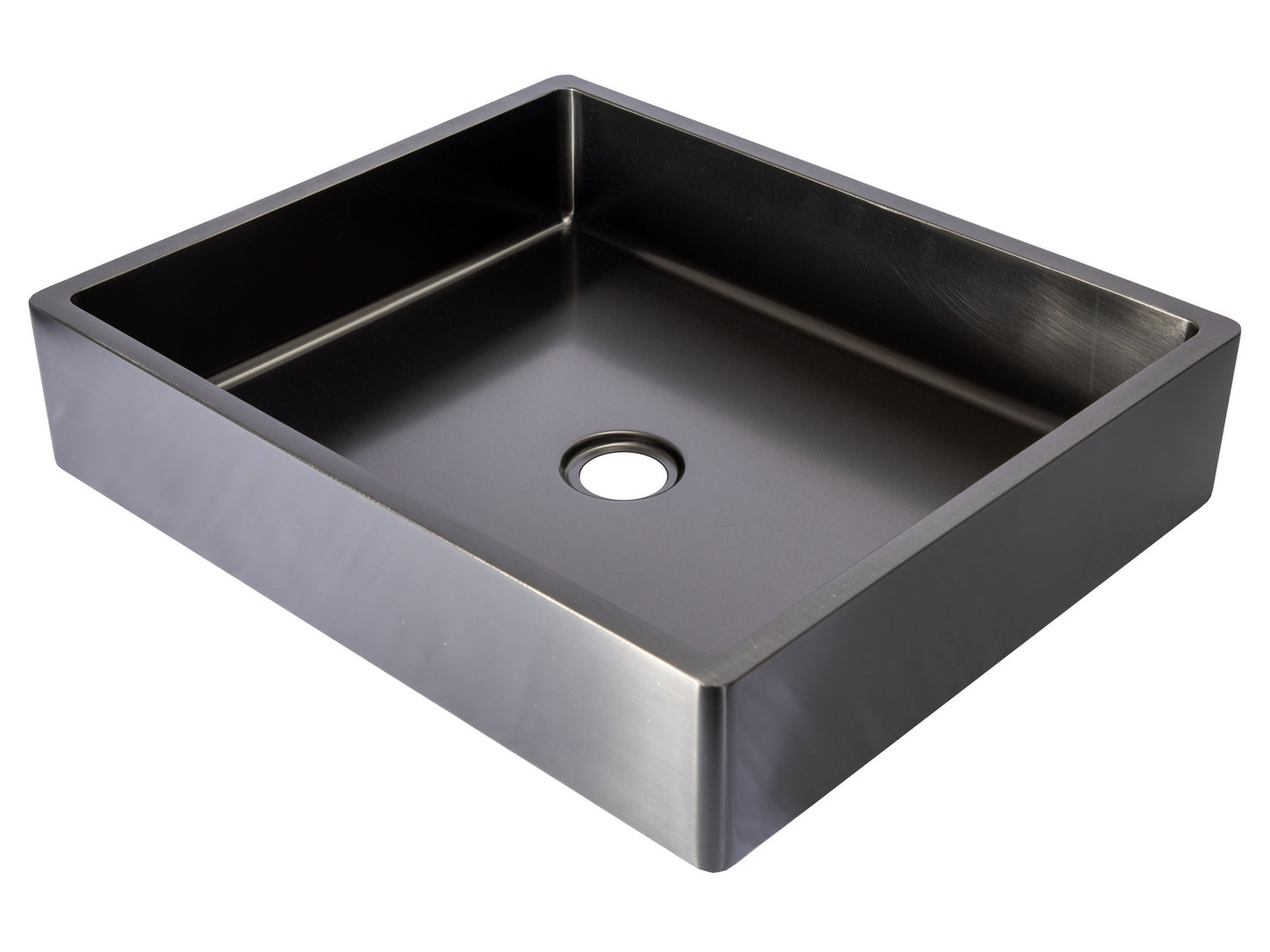 Eden Bath EB_SS004BK Rectangular 18.7 x 15.75-in Stainless Steel Vessel Sink with Rim in Black with Drain