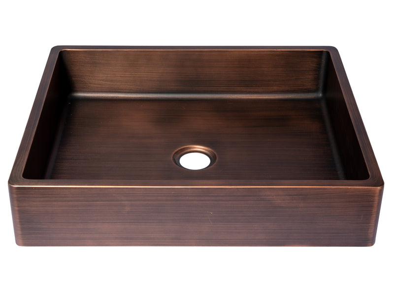 Eden Bath EB_SS004BZ Rectangular 18.7 x 15.75-in Stainless Steel Vessel Sink with Rim in Bronze with Drain
