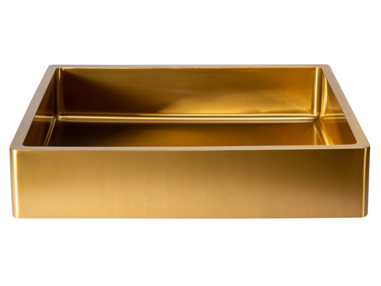 Eden Bath EB_SS004GD Rectangular 18.7 x 15.75-in Stainless Steel Vessel Sink with Rim in Gold with Drain