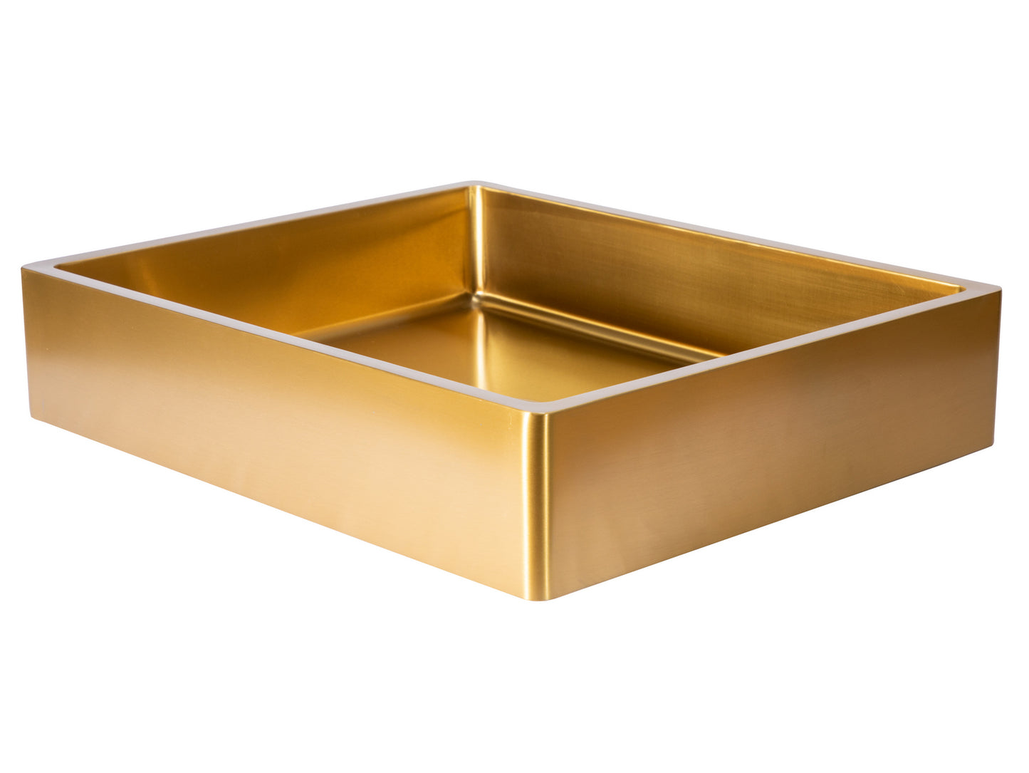 Eden Bath EB_SS004GD Rectangular 18.7 x 15.75-in Stainless Steel Vessel Sink with Rim in Gold with Drain