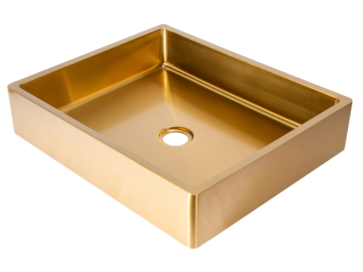 Eden Bath EB_SS004GD Rectangular 18.7 x 15.75-in Stainless Steel Vessel Sink with Rim in Gold with Drain