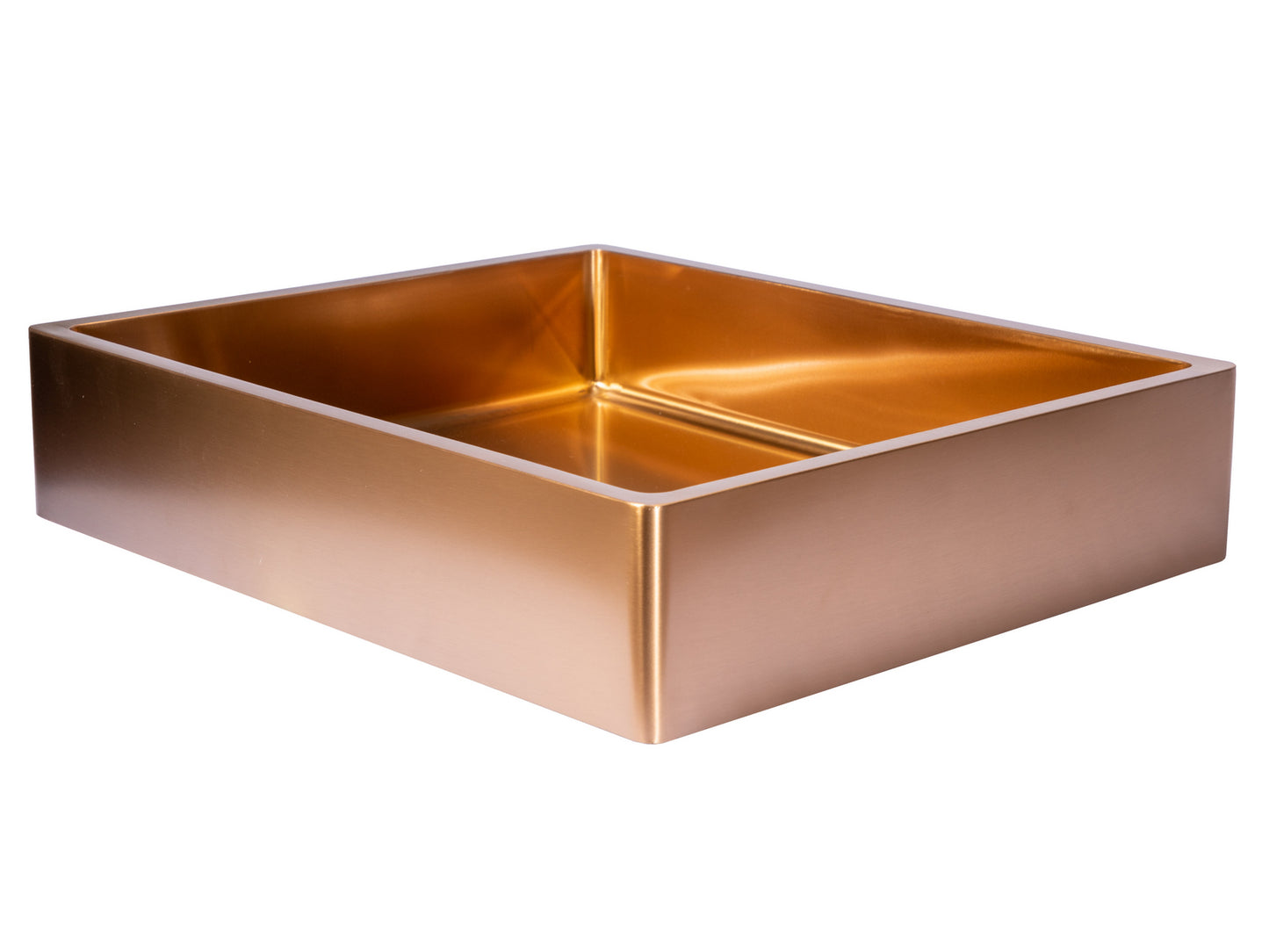 Eden Bath EB_SS004RG Rectangular 18.7 x 15.75-in Stainless Steel Vessel Sink with Rim in Rose Gold with Drain