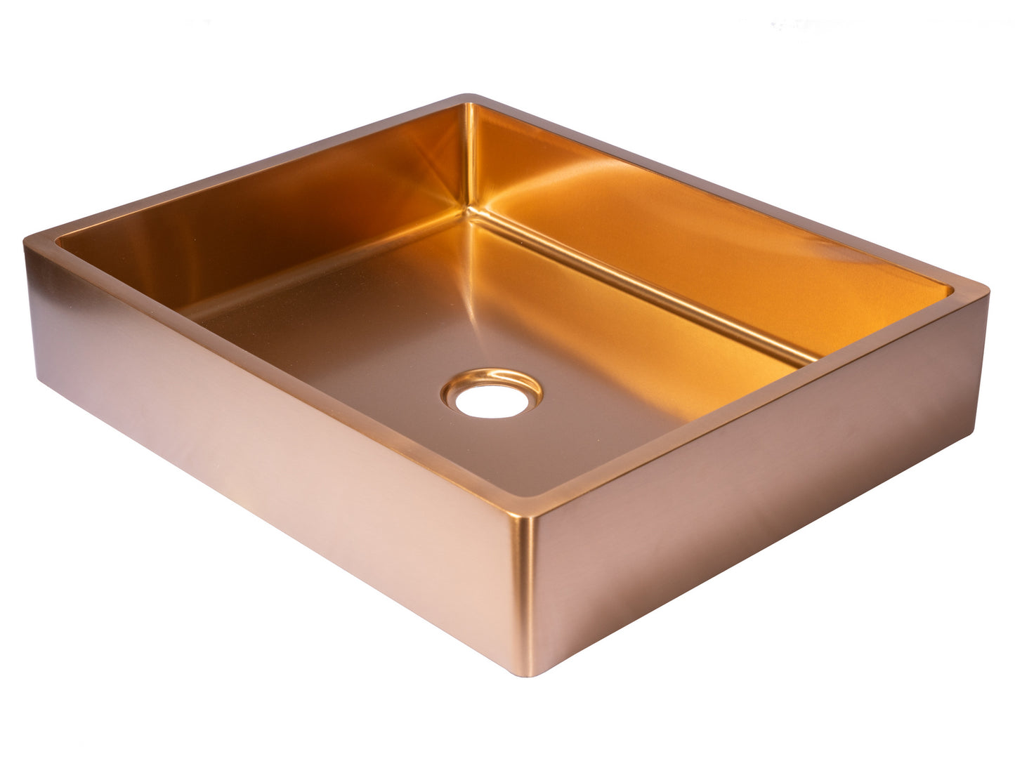 Eden Bath EB_SS004RG Rectangular 18.7 x 15.75-in Stainless Steel Vessel Sink with Rim in Rose Gold with Drain