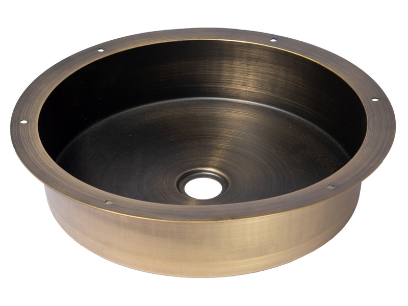 Eden Bath EB_SS050AT Round 15-in Stainless Steel Undermount Sink in Antique with Drain