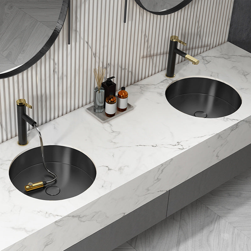Eden Bath EB_SS050BK Round 15-in Stainless Steel Undermount Sink in Black with Drain
