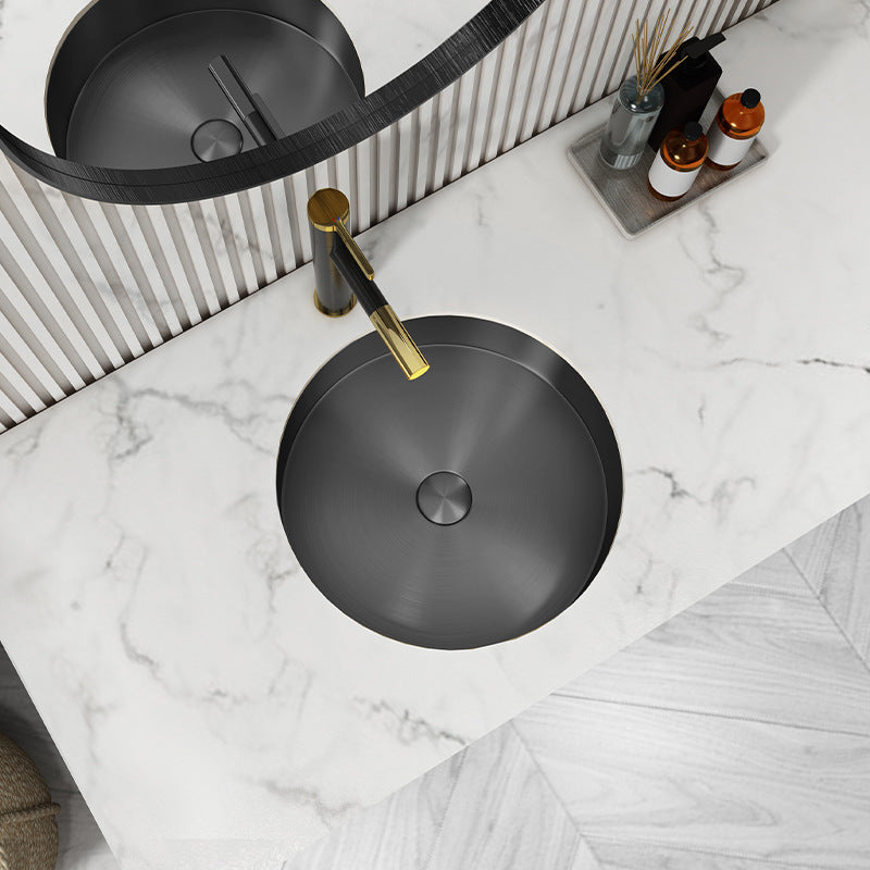 Eden Bath EB_SS050BK Round 15-in Stainless Steel Undermount Sink in Black with Drain