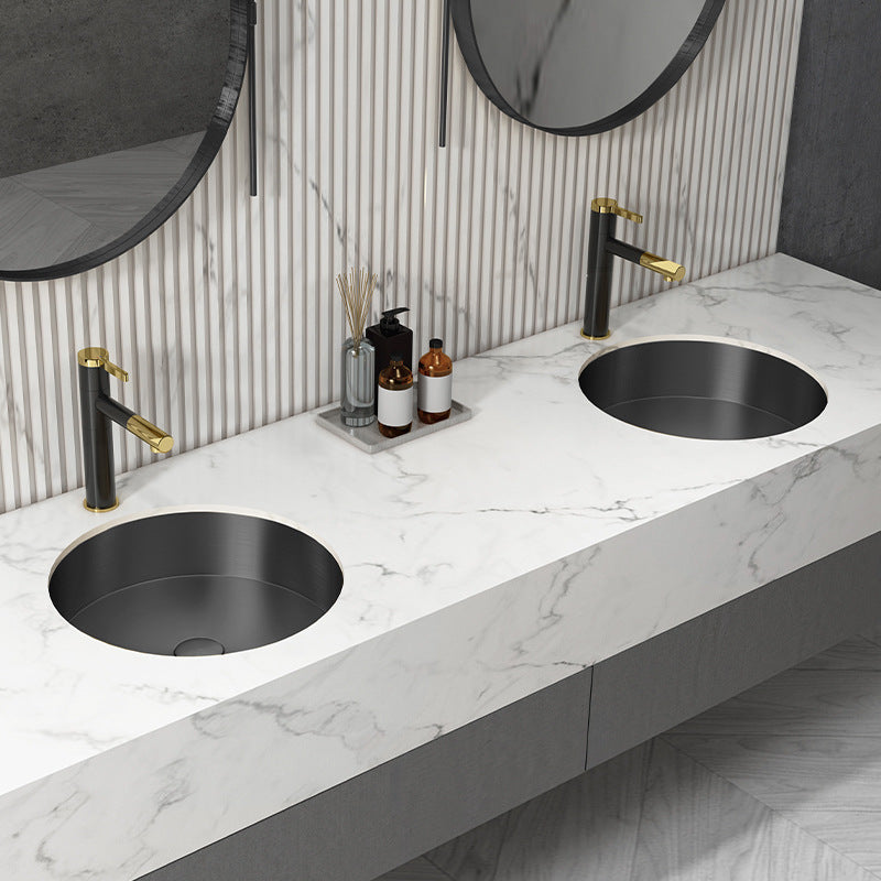 Eden Bath EB_SS050BK Round 15-in Stainless Steel Undermount Sink in Black with Drain
