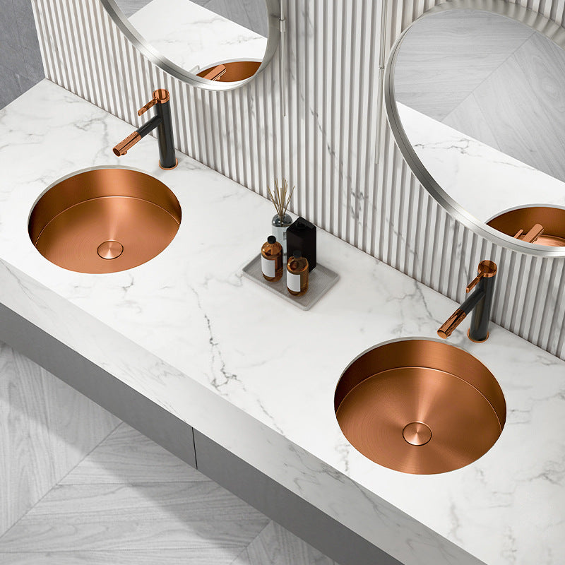 Eden Bath EB_SS050RG Round 15-in Stainless Steel Undermount Sink in Rose Gold with Drain