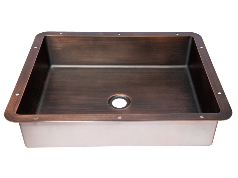 Eden Bath EB_SS051BZ Rectangular 18.63 x 14.37-in Stainless Steel Undermount Sink in Bronze with Drain