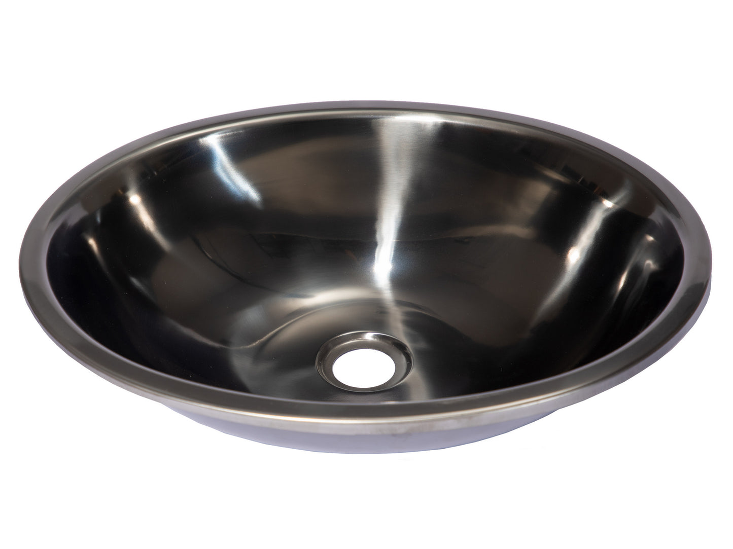 Eden Bath EB_SS052BK Oval 17.5 x 14-in Stainless Steel Drop-In Sink in Black with Drain
