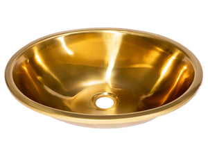 Eden Bath EB_SS052GD Oval 17.5 x 14-in Stainless Steel Drop-In Sink in Gold with Drain
