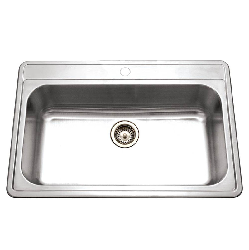 Hamat EDI-3322ST-1-20 Topmount Stainless Steel 1-Hole Large Single Bowl Kitchen Sink