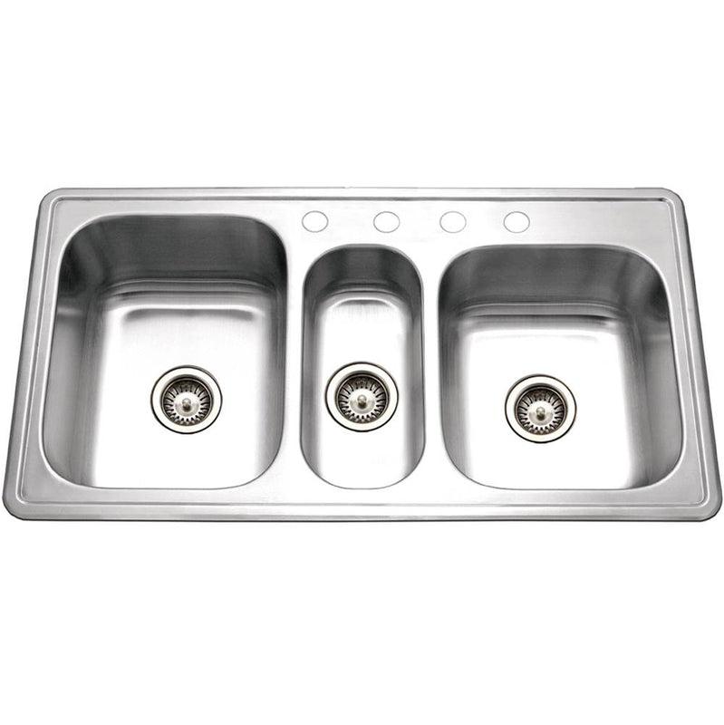 Hamat EDI-4222TT-4-1 Topmount Stainless Steel 4-Hole Triple Bowl Kitchen Sink