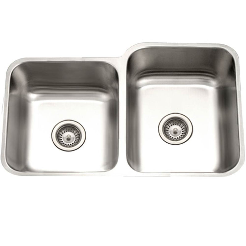 Hamat ENT-3220DL-20 Undermount Stainless Steel 40/60 Double Bowl Kitchen Sink, Small Bowl Right, 18 Gauge