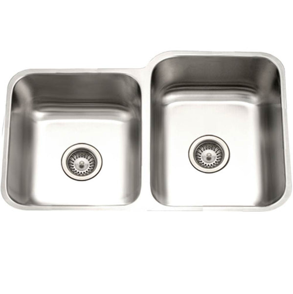 Hamat ENT-3220DL-1 Undermount Stainless Steel 40/60 Double Bowl Kitchen Sink, Small Bowl Right, 18 Gauge