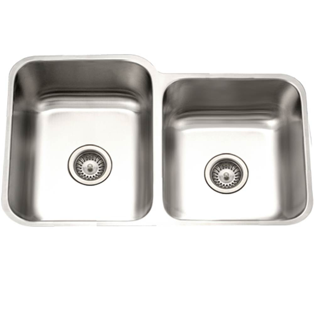 Hamat ENT-3220DR-20 Undermount Stainless Steel 60/40 Double Bowl Kitchen Sink, Small Bowl Left, 18 Gauge