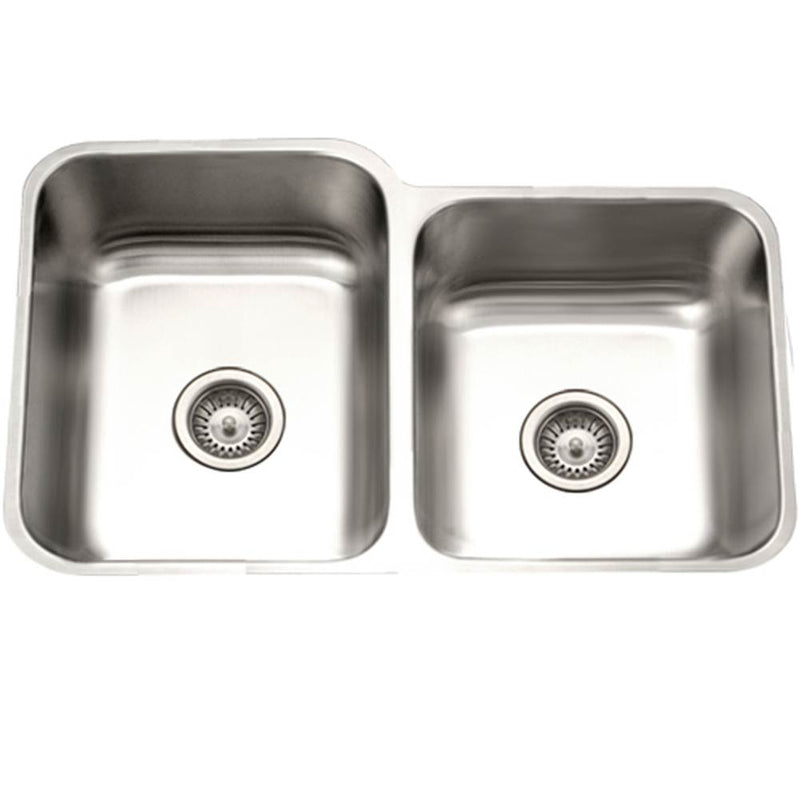 Hamat ENT-3220DR-20 Undermount Stainless Steel 60/40 Double Bowl Kitchen Sink, Small Bowl Left, 18 Gauge