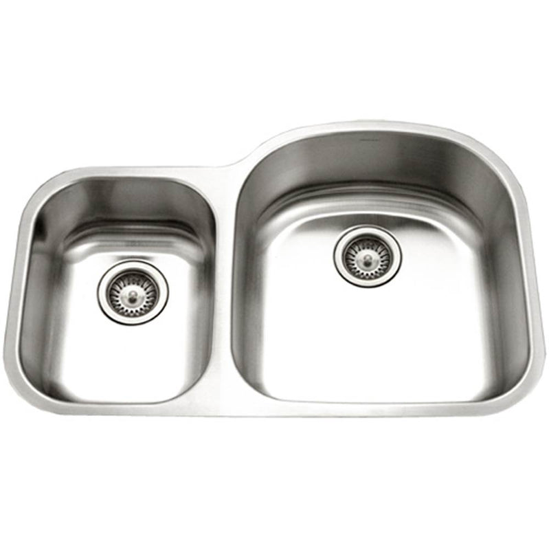 Hamat ENT-3321DDL-1 Undermount Stainless Steel 30/70 Double Bowl Kitchen Sink, Small Bowl Left, 18 Gauge