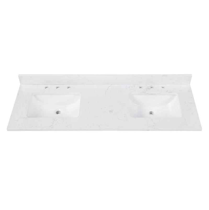 Avanity EUT61CW-RS 61 in. Cala White Engineered Stone Top with Dual Rectangular Sinks