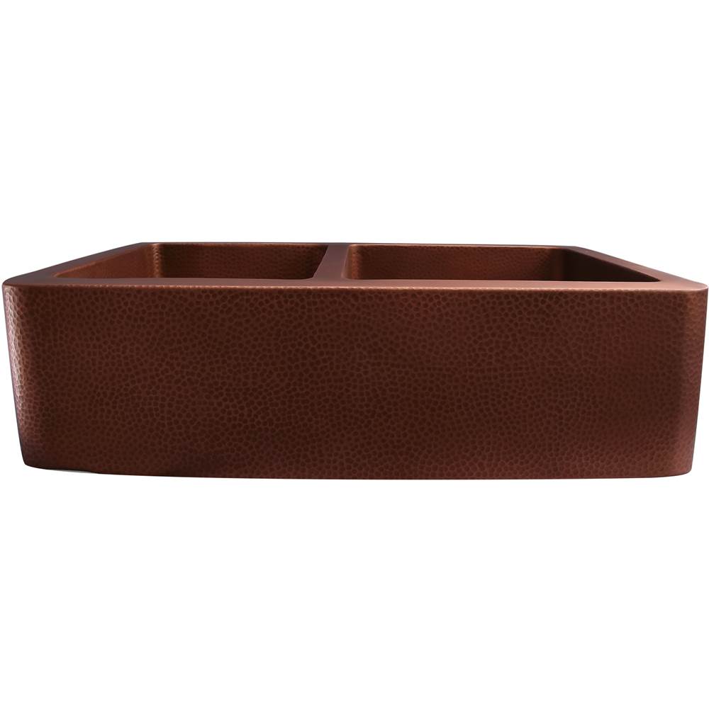 Barclay FSCDB3552-AC Perla 33 Offset Double Bowl Farmer Cop Sinks ml Bowl AC - Antique Copper