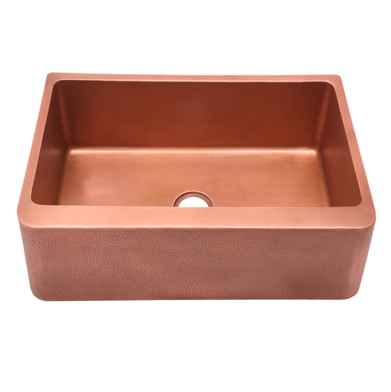 Barclay FSCSB3108-AC Barroca 33 Copper Farmer Sink with Ham Exterior Smooth Int - Antique Copper