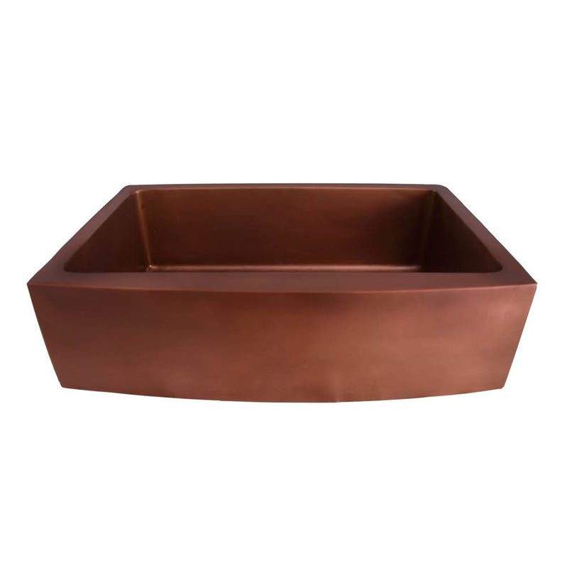 Barclay FSCSB3128-SAC Emelina 33 Single Bowl Curved Front Copper Farmer Sink  - Smooth Antique Copper