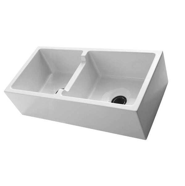 Barclay FSDB1558-WH Mina 39 Double Bowl Low - Divide Farmer Sink  - White