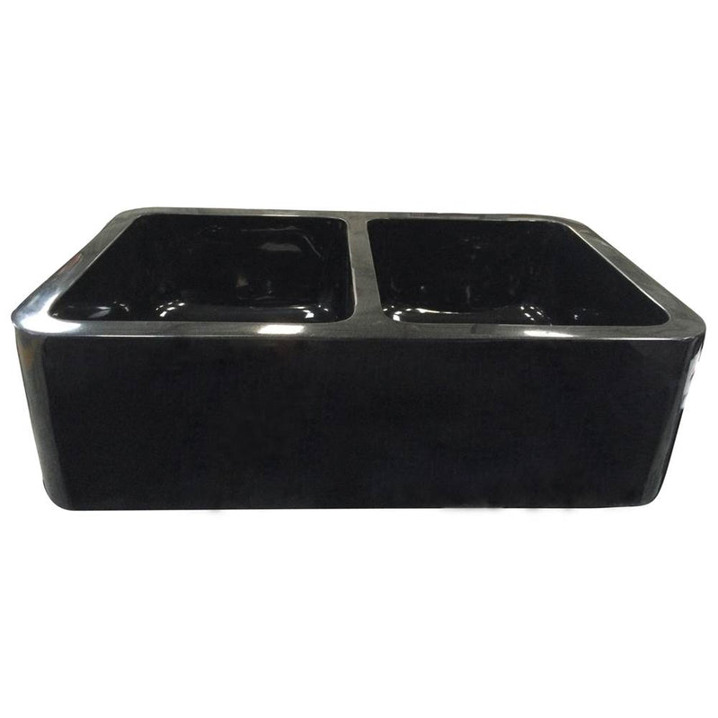 Barclay FSGDB4536-GPBL Atlanta 36 Polished Granite Double Bowl Farmer Sink - Polished Black