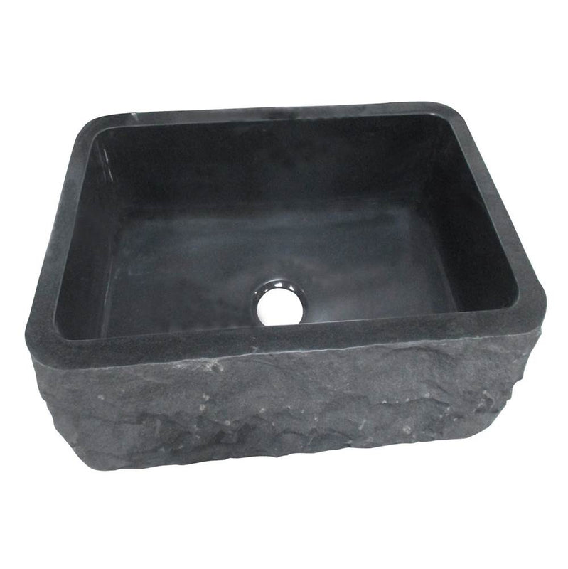 Barclay FSGSB4012-GPBL Birgitta24 Granite Single BlFarmer Sink Chiseled Frnt  - Polished Black