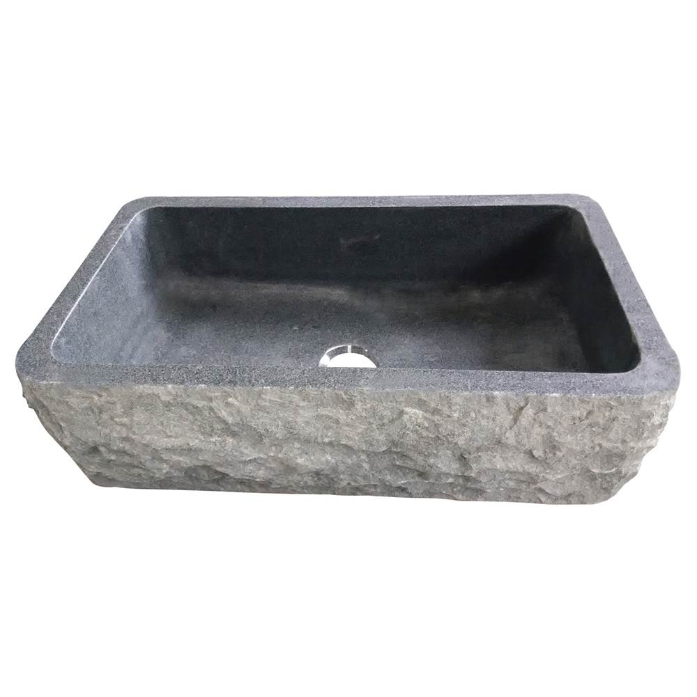 Barclay FSGSB4020-GPBL Birgitta 36 Granite Single Bowl Farmer Sink Chiseled Frnt  - Polished Black