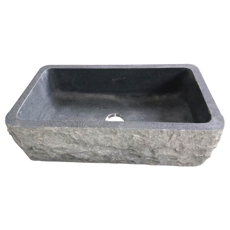 Barclay FSGSB4014-GPBL Birgitta30 Granite Single BwFarmer Sink Chiseled Frnt  - Polished Black