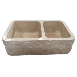 Barclay FSMD5574-MPGA Ranier 33 Offst Double Bowl Farmer Sink With Chiseled Apron  - Polished Marble