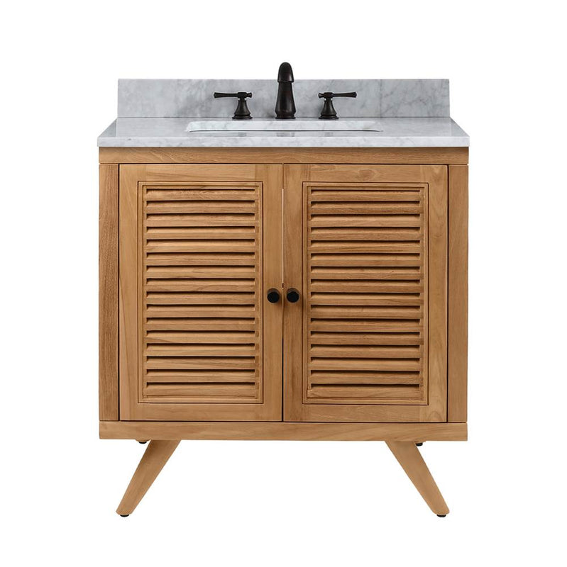 Avanity HARPER-VS31-NT Harper 31 in. Vanity Combo in Natural Teak with Carrara White Marble Top