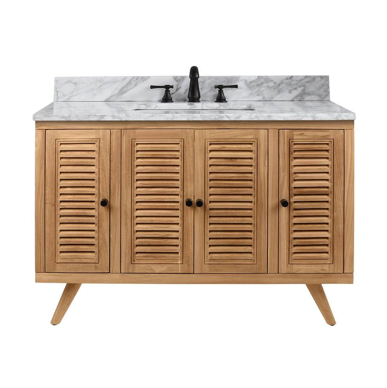 Avanity HARPER-VS49-NT Harper 49 in. Vanity Combo in Natural Teak with Carrara White Marble Top