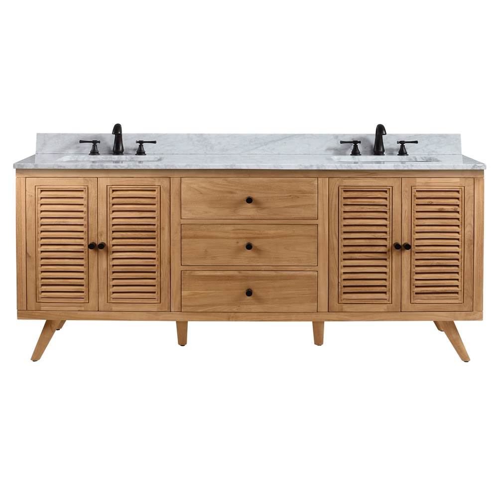 Avanity HARPER-VS73-NT Harper 73 in. Vanity Combo in Natural Teak with Carrara White Marble Top