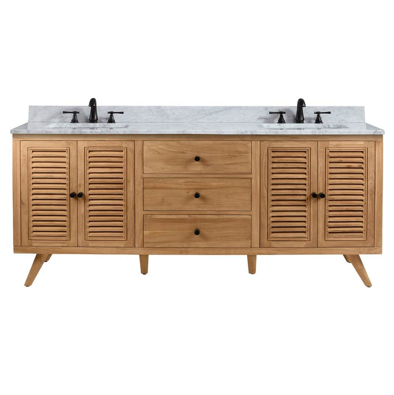 Avanity HARPER-VS73-NT Harper 73 in. Vanity Combo in Natural Teak with Carrara White Marble Top
