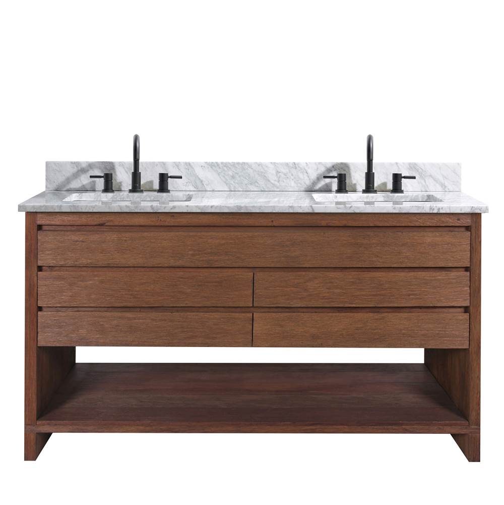 Avanity KAI-VS61-BRW Kai 61 in. Vanity in Brown Reclaimed Wood with Carrara White Marble Top