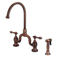 Load image into Gallery viewer, Barclay KFB504-ML Banner Kitchen Bridge Faucet Widespread idespray and Metal Lever Han