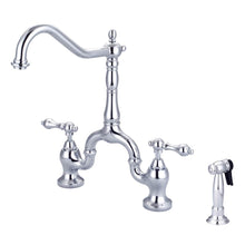 Load image into Gallery viewer, Barclay KFB506-ML Carlton Kitchen Bridge Faucet Sidespray and Metal Lever Holder