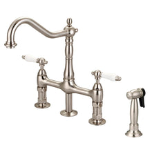 Load image into Gallery viewer, Barclay KFB508-PL Emral Kitchen Bridge Faucet Sidespray and Porce Lever Han