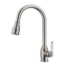 Load image into Gallery viewer, Barclay KFS408-L3 Bay Kitchen Faucet Pull-Out Spray Porcelain Handles
