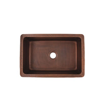 Load image into Gallery viewer, Thompson Traders KSA-3322AH Lucca Renovation Kitchen Farm House Apron Front Single Bowl Hand Hammered Antique Copper