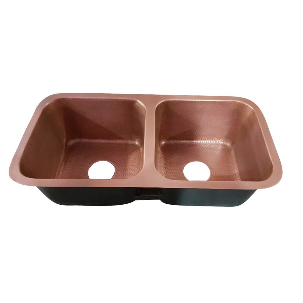 Barclay KSCDB3500-AC Severn 35 Copper Double Bowl Undermount Kitchen Sink - Antique Copper