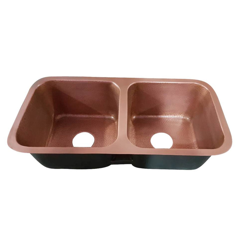 Barclay KSCDB3500-AC Severn 35 Copper Double Bowl Undermount Kitchen Sink - Antique Copper