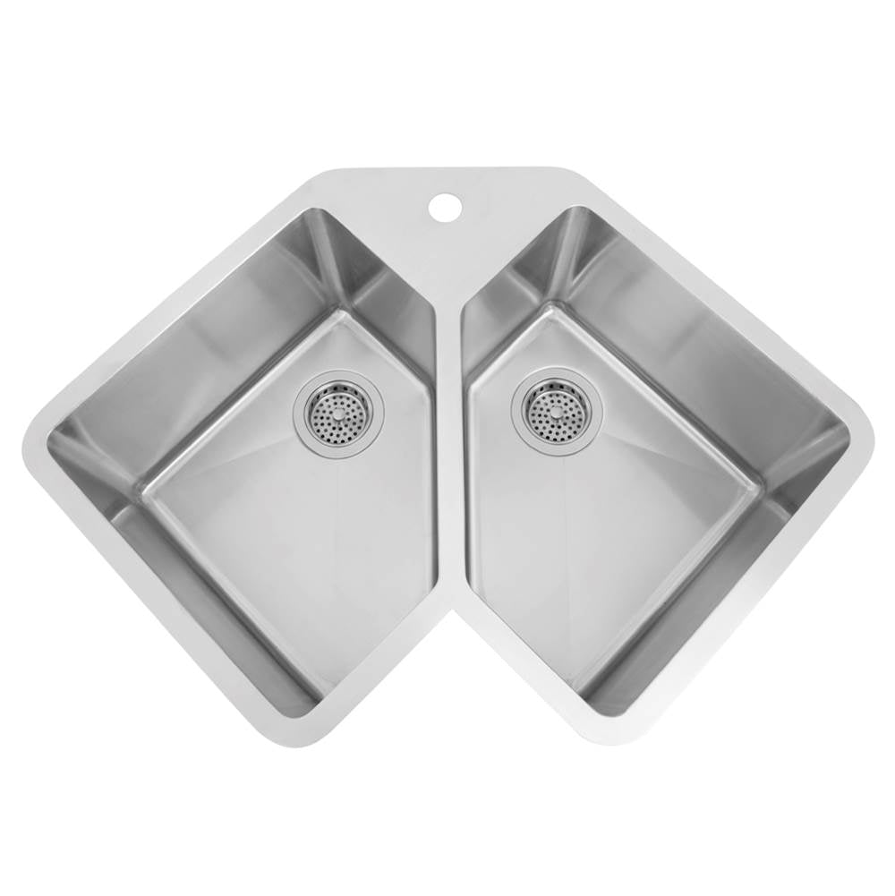Barclay KSSDB2540-SS Montague 33 SS Double Bowl Corner Undermount Sink - Stainless Steel