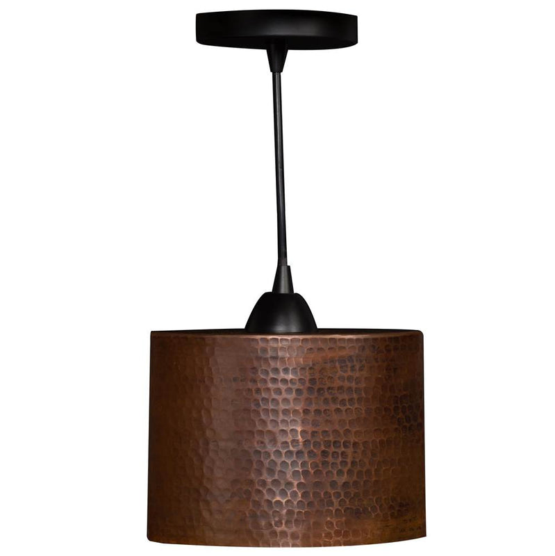 Premier Copper Products L800DB Hammered Copper 8" Oval Cylinder Pendant Light