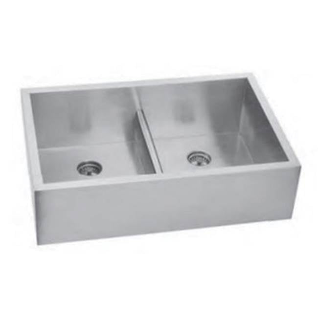 Lenova PC-SAP-200 Low Divider Double Bowl
 Apron Farm House Sink - Brushed Satin